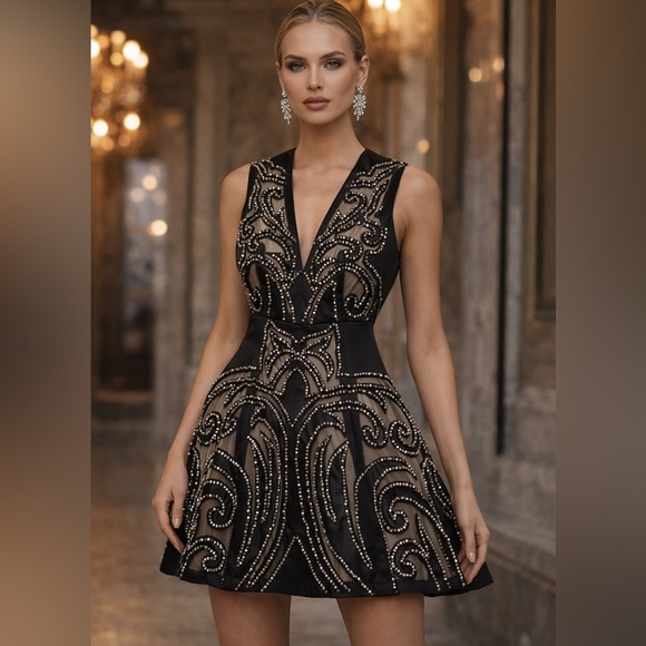 Alice + Olivia Dresses & Skirts - NWT: Alice + Olivia Black Rhinestone Cocktail Dress